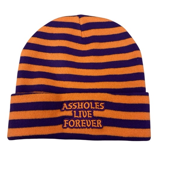A.L.F Other - ALF As* Holes Live Forever Linda Finegold Orange Purple Stripe Essential Beanie